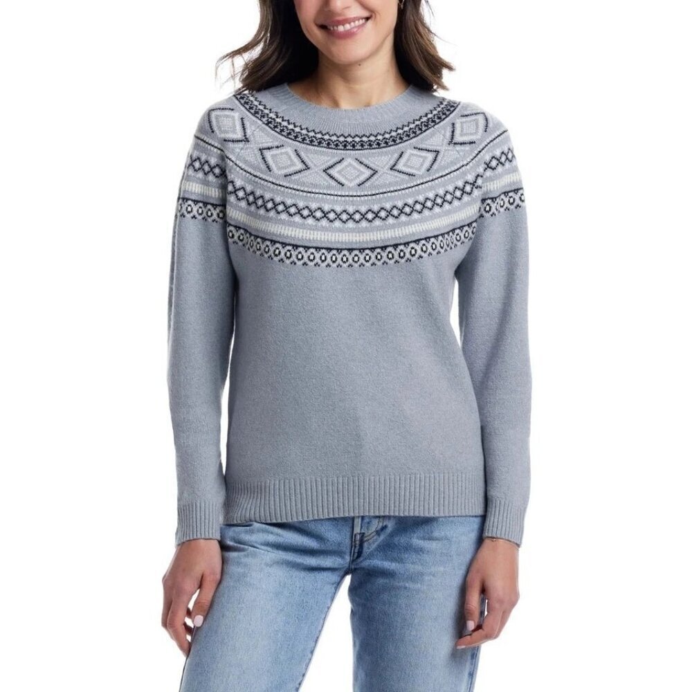Original Weatherproof Vintage Women's L Blue Fair Isle Sweater M0902